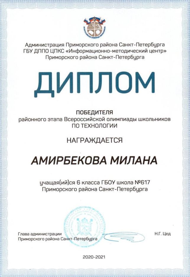 2020-2021 Амирбекова Милана 6л (РО-технология)